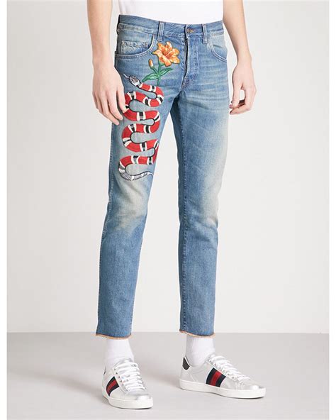 pantalone gucci serpente|gucci denim jeans.